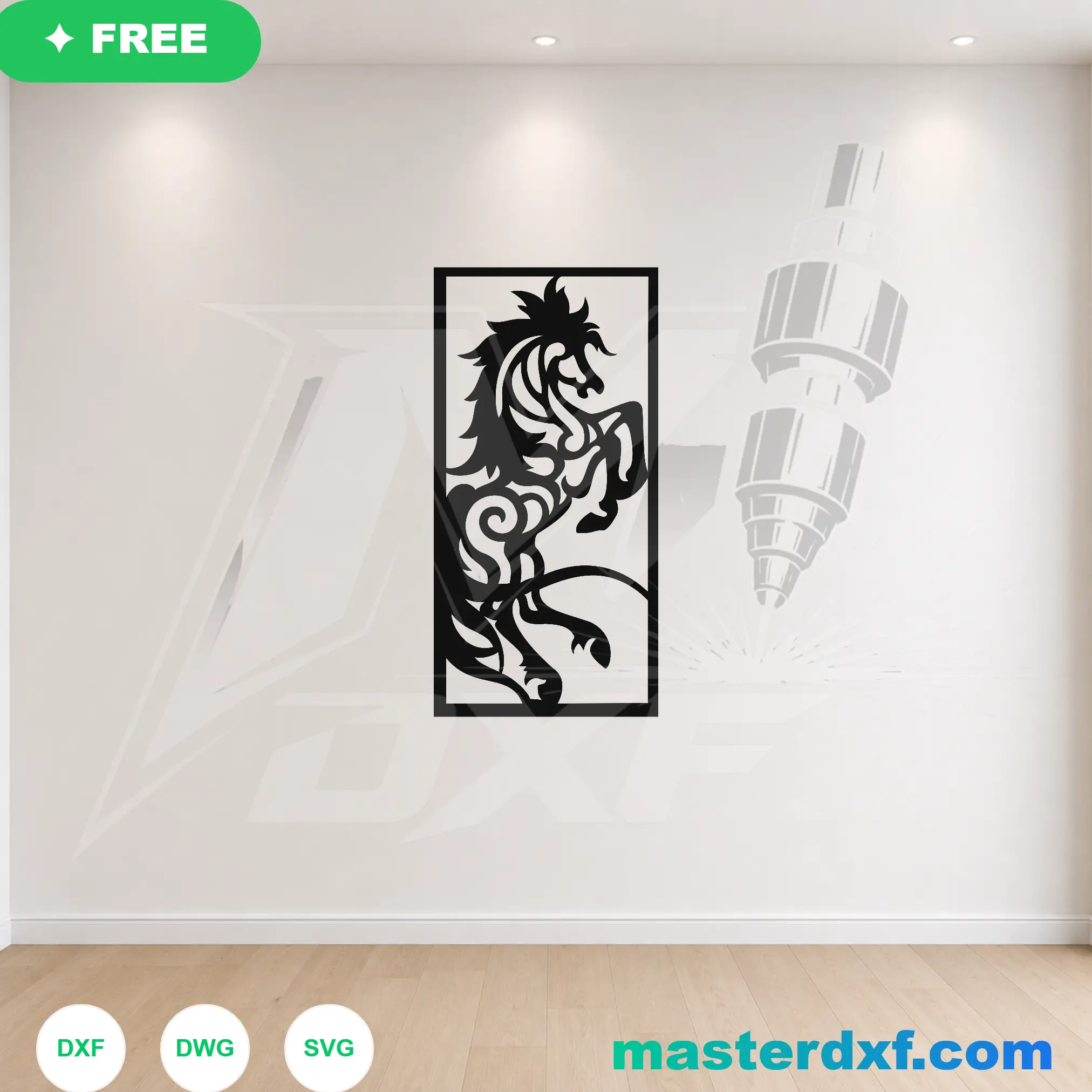 Majestic Tribal Horse Silhouette Vertical Privacy Lattice DXF File